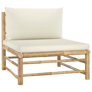 Juego de Muebles de Jardín Color Crema 100% Poliéster con Bambú Natural, Colección Premium de Muebles para Exteriores - Product Image 5