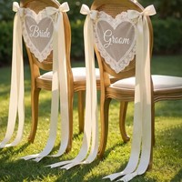Ruban de dentelle transparent pour chaise de mariage, décoration de chaise en forme de cœur, décoration de table pour événements intérieurs et extérieurs