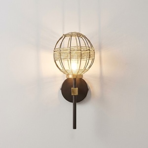 Modern Handwoven Rattan Wall Lamp For Living Room Bedroom Decor Boho Style Natural Wicker Wall <b>Sconce</b> With Black Metal Base - Product Image 1