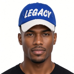 Gorra de Béisbol de Algodón Ajustable Casual para Hombre Phi Beta Sigma Azul Rey y Blanco con Bordado de Letras Legacy y Visera Desgastada - Product Image 1