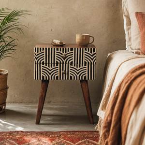 Premium Decorative Bone Inlay <b>Bedside</b> <b>Table</b> Handcrafted Wooden Furniture With Elegant Bedroom Styling - Product Image 2