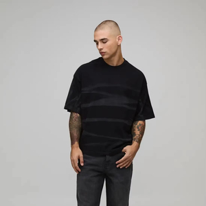 เสื้อยืดสตรีทแวร์ผู้ชายไซส์ใหญ่ ทรงบ็อกซี่ ไหล่ตก ผ้าฝ้ายเนื้อหนัก สวมใส่สบายๆ แฟชั่นฤดูร้อน - Product Image 1