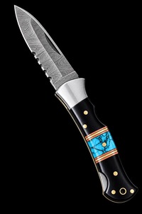 Couteau de chasse de poche artisanal en acier Damas à pointe clip, avec manche, lame droite de 8 pouces, qualité industrielle, vente en gros OEM - Product Image 2
