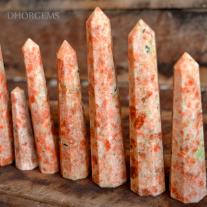 แท่งหินซันสโตนทรงโอเบลิสก์ หินบำบัด หินประดับตกแต่ง ขัดเงาอย่างดี แท่งหินอ่อน - Product Image 2