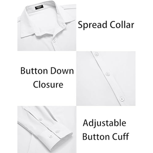 เสื้อเชิ้ตผู้ชายทรงเข้ารูป ผ้าไม่ยับ แขนยาว สไตล์ลำลอง ติดกระดุม เหมาะสำหรับใส่ทำงานในออฟฟิศ - Product Image 6