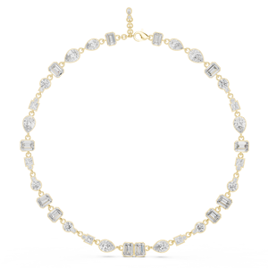 Collier en or jaune avec diamants de laboratoire de formes variées pour femmes |   Élégant cadeau de bijoux fins pour mariage - Product Image 1