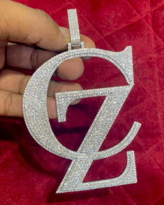 Colgante de letra inicial personalizado con incrustaciones de circonitas, de plata 925, estilo Hip Hop y Rapper, para fiesta - Product Image 1