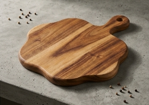 Planche à découper robuste en bois de manguier naturel, plateau de service en forme de pomme pour fromages et charcuteries - Product Image 3