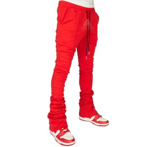Custom Logo Women <b>Stacked</b> <b>Joggers</b> With Screen Print Streetwear Sweatpants Flare <b>Stacked</b> Sweat Pants Running Women Training - Product Image 3