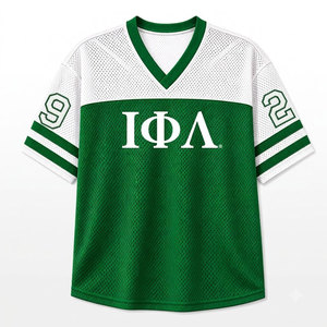 Camiseta de malla para mujer Iota Phi Lambda Sorority, cuello en V, manga corta, verde y blanco, estilo casual. - Product Image 4