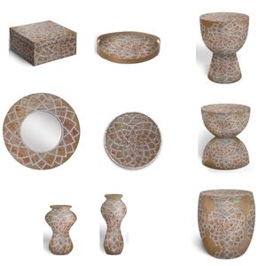 PALAZZO Gothic Floral Medallion Mosaic Inlay Home Accent Collection Side <b>Table</b>, Mirror, Photo Frame & Tray Box - Product Image 1