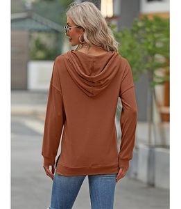 Service OEM – Sweat à capuche personnalisable pour femme, 100 % coton, manches longues, col tombant, imprimé, confortable, hiver - Product Image 5