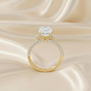 Anillo de compromiso con diamante cultivado en laboratorio de corte brillante esmeralda de 3.86 quilates, banda de boda solitaria de oro macizo de 14 quilates para mujer, joyería de lujo. - Product Image 1