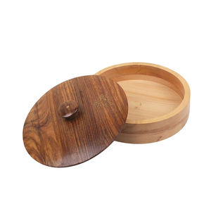 Olla de madera Premium hecha a mano con tapa natural Logotipo personalizado Precio económico para servir Plato Proveedor directo Diseño duradero - Product Image 5