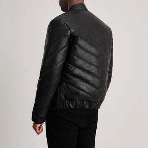 Blouson bomber en cuir bleu pour homme, fermeture éclair, coupe-vent, respirant, séchage rapide, polyester écologique antibactérien - Product Image 5