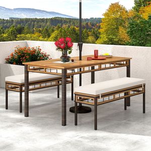 Set da pranzo da patio in legno di acacia da 3 pezzi per terrazza e giardino - Product Image 3