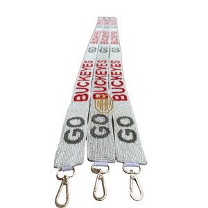 Go Buckeyes Red White Beaded Embroidered Purse <b>Strap</b> Gold Clasp Handbag <b>Replacement</b> <b>Strap</b> OEM Production - Product Image 3
