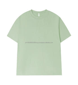 T-shirt pour homme en coton 100% tricoté, poids lourd 330 g/m², super épais, surdimensionné, épaules tombantes, col rond, coupe classique - Product Image 2