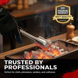 Gants de soudage en cuir de vachette renforcé, gants de sécurité industrielle, protection personnelle, lutte contre les incendies, barbecue, grillades - Product Image 6