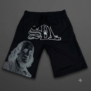 Shorts personnalisés délavés à l'acide pour hommes, en tissu épais, style vintage, imprimé graphique, décontractés, avec cordon de serrage, streetwear, vente en gros - Product Image 1