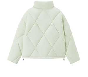 เสื้อแจ็คเก็ตผ้าแคนวาสสีเขียวอ่อนแบบเย็บต่อผ้า  คอตั้ง  ซิปด้านหน้า  สวมใส่สบาย  ทรงปกติ  กันลม  สำหรับฤดูหนาว  บุด้วยโพลีเอสเตอร์  มีฮู้ด - Product Image 2