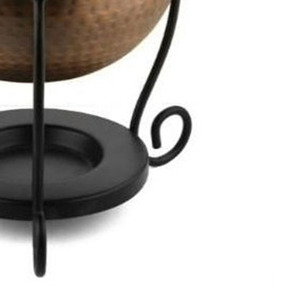 Hammered <b>Copper</b> Chafing Dish Featuring A Black Scroll Stand And Matching <b>Knob</b> Lid Ideal For Modern Dining Events & Wedding Used - Product Image 5