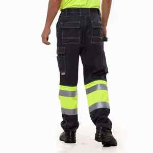 Men's Orange Polyester ANSI Class 2 CE Certified Reflective <b>Waterproof</b> Breathable Safety <b>Work</b> Pants Cargo Logo Construction - Product Image 5