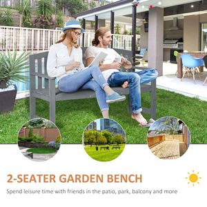 Panca da Esterno in Legno a 2 Posti con Schienale e Braccioli per Giardino, Cortile, Parco, Centro Commerciale o Patio - Product Image 4