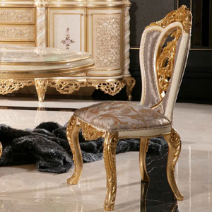 Juego de Comedor de Lujo Estilo Rococó Francés, Madera de Caoba Sólida, Ecológico y Duradero, Tallado a Mano en Dorado, Muebles Elegantes para Hotel - Product Image 6