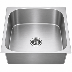 Brushed Stainless Steel <b>Kitchen</b> <b>Sink</b> Single Bowl Countertop Basin - Product Image 1