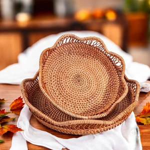 Handcrafted Stylish Bohemian Rattan <b>Baskets</b> For Decorative Storage And Home Interiors Handcrafted Natural Rattan <b>Baskets</b> <b>Shelves</b> - Product Image 6