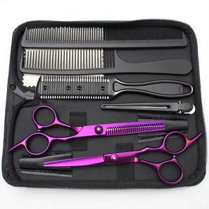 Professional Stainless Steel Hair Scissors Set with Combs Thinning <b>Shears</b> Right Handed Salon Use Blue <b>Handle</b> <b>Long</b> Blade - Product Image 4