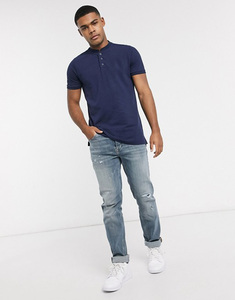 Men's Solid <b>Navy</b> Blue Short Sleeve Knitted Cotton <b>Polo</b> <b>Shirt</b> Casual Style Breathable Regular Fit - Product Image 1