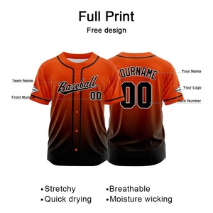Maillot de baseball personnalisé par sublimation, tenue d'équipe, entièrement boutonné, logo personnalisé, nom et numéro, fournisseur OEM, respirant, séchage rapide, col en V, 100% - Product Image 2