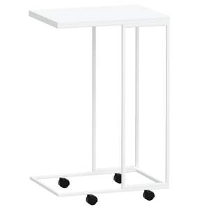 Mesa auxiliar de madera de ingeniería blanca de 15.7"x11.8"x25" con ruedas, muebles para sala de estar - Product Image 5
