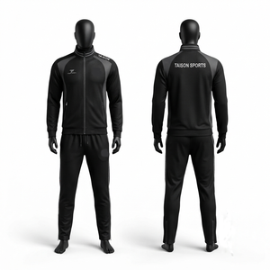 Survêtement de cricket unisexe 300 grammes, imperméable, respirant, écologique, à capuche, en polyester interlock, hiver, gris marine, avec empiècements - Product Image 3