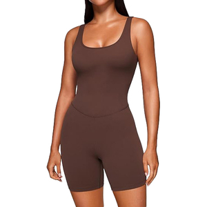 Athletic Women <b>Romper</b> With Tummy Control One Piece Bodycon <b>Shorts</b> Bodysuit Activewear for Yoga Fitness Gym - Product Image 1