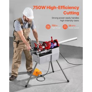 750W 28RPM Electric Pipe Threader Machine Power <b>Tool</b> for 1/2 2 Inch Pipes <b>Threading</b> & Cutting Pedal Operated - Product Image 3