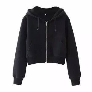 Women’s Oversized Cropped Hoodie Sweatshirt, Soft Fleece <b>Long</b> <b>Sleeve</b> Crop <b>Top</b> with Adjustable Drawstring Hood for Casual - Product Image 2