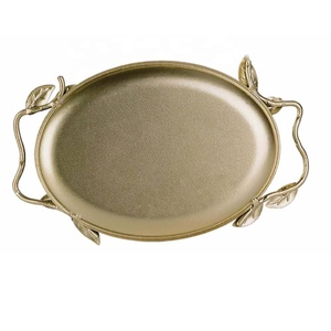 Support à bijoux en aluminium de haute qualité, avec poignées en forme de feuille, poli, décoratif, plat à bibelots élégant, organisateur de rangement, style indien - Product Image 3