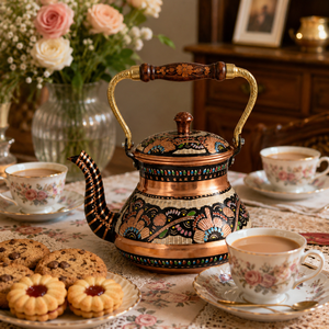 Handmade Turkish Copper <b>Tea</b> Kettle Pure Copper <b>Tea</b> Pot Traditional Wooden Handle Enamel Teapot OEM ODM Wholesale Manufacturer - Product Image 4