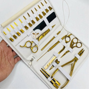 Gold Plasma Hair Extension Tools Kit – Flat I Tip Plier with Hair Clips, <b>Razor</b> & Scissor <b>Set</b> for Salon Professionals - Product Image 3