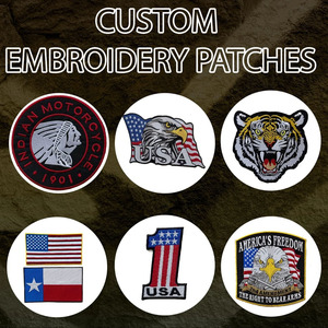 Patchs en toile brodés personnalisés avec logo, motif Aigle Américain Cœur, fermeture auto-agrippante irrégulière pour vêtements et sacs - Product Image 3