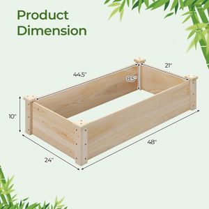 Jardinera Elevada Cuadrada de Madera, Caja de Madera de Abeto para Macetas y Jardineras de Jardín - Product Image 5