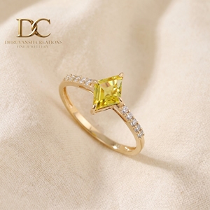 Luxury Fashionable 14KT Solid <b>Gold</b> <b>Ring</b> With Lab Grown Diamond and Yellow <b>Sapphire</b> Women's Wedding Fine Jewelry Manufacturer - Product Image 4