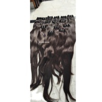 Rambut India Remy Alami Lurus Bergelombang Tanpa Proses, Lembut Nyaman, Kutikula Tertata Rapi, Mentah, Nandee House L79 100g Mesin