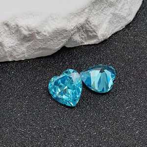 Aigue-marine naturelle en forme de cœur, pierre précieuse facettée, taille cœur, aigue-marine en vrac, plusieurs tailles, gemme bleue, vente en gros - Product Image 5