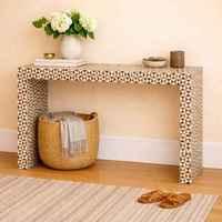 Table console rectangulaire à motifs géométriques modernes, incrustation en os, écologique, faite à la main, durable, multifonctionnelle, décorative