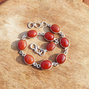 Anillo Ajustable de Latón Plateado con Gema de Cornalina Ámbar, Estilo Bohemio, Hecho a Mano, Étnico, Unisex, para Fiesta - Product Image 5