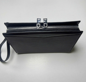 Portefeuille long en cuir véritable unisexe avec fermeture éclair, doublure en polyester imperméable, style minimaliste embossé, usage quotidien - Product Image 6